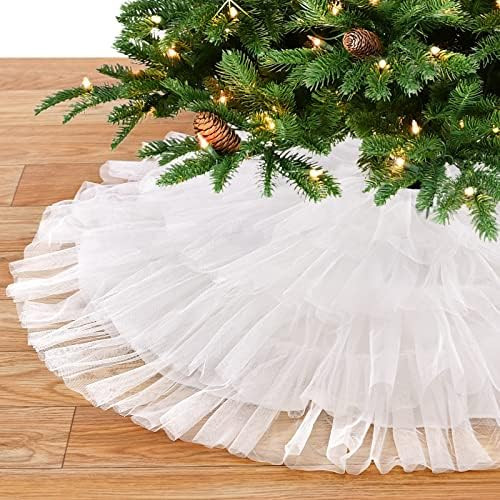 Christmas Tree Skirts 36 inch Tulle Tree Skirt White Xmas Tree Skirt for Xmas Party Holiday Decor... | Amazon (US)