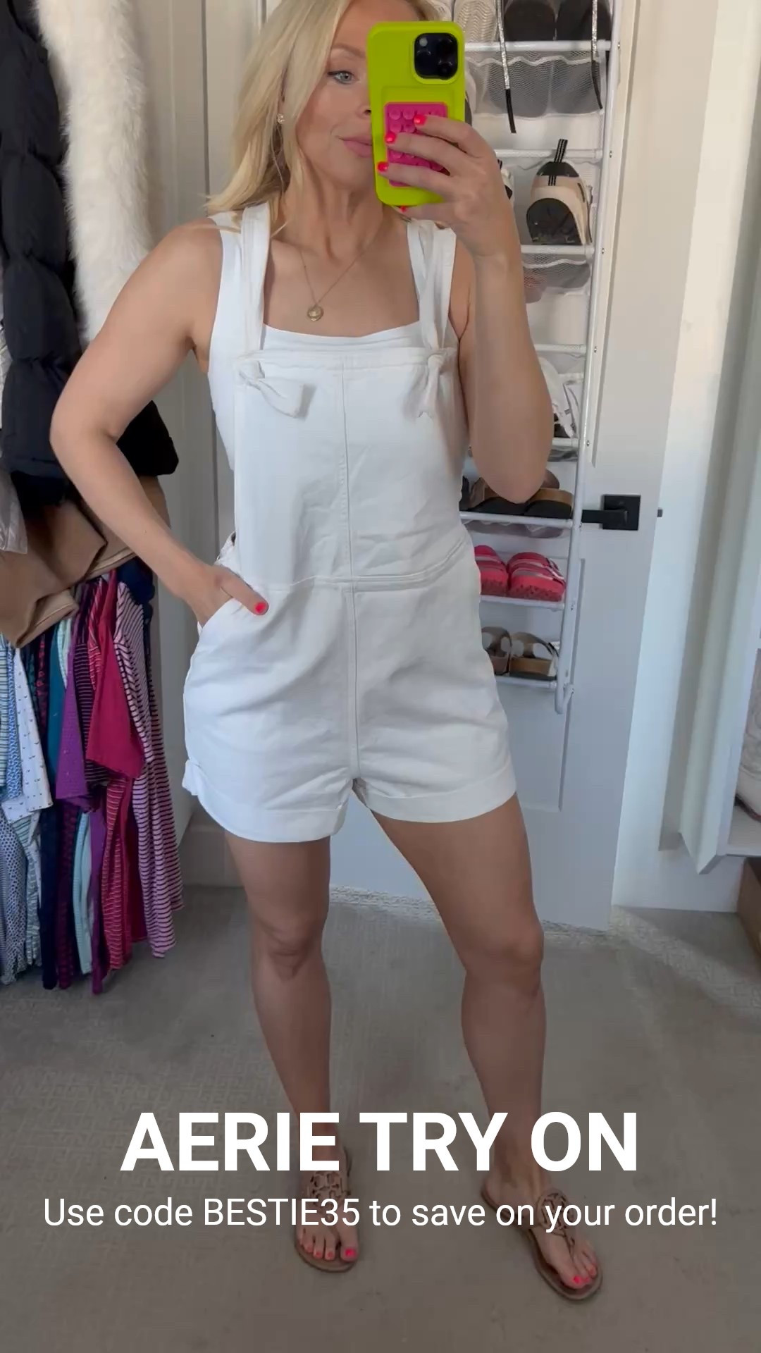 Aerie try on with the cutest shortalls!!! OMG!!! Love how they fit. Wearing a size medium. Also comes in denim and so cute!! USE CODE “BESTIE35” to save 35% 

#LTKSaleAlert #LTKFindsUnder50 #LTKWatchNow