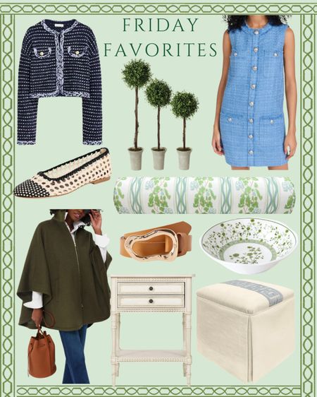 Friday Favorites ! 💚

Side table, furniture. Bedroom, ottoman, cape, coat, tweed dress, j crew, lady jacket, belt , bolster pillow 

#LTKworkwear #LTKhome #LTKstyletip