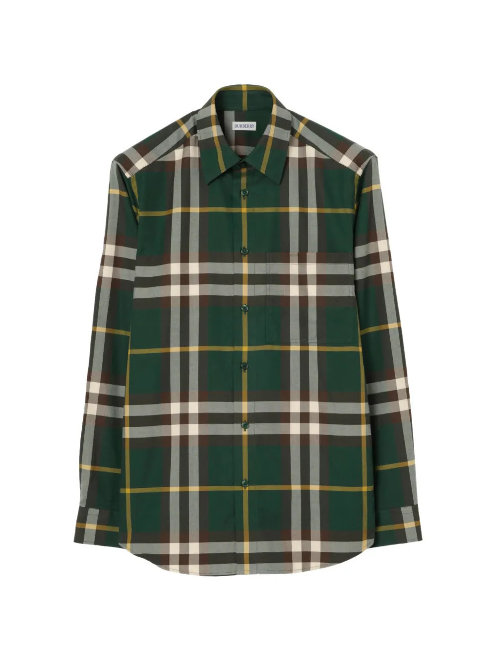 Burberry Check cotton shirt - Green | Farfetch Global
