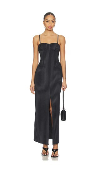 Unfavorite  Chalkstripe Wool Bustier Dress in Navy & Grey

              
    
        
        
... | Revolve Clothing (Global)