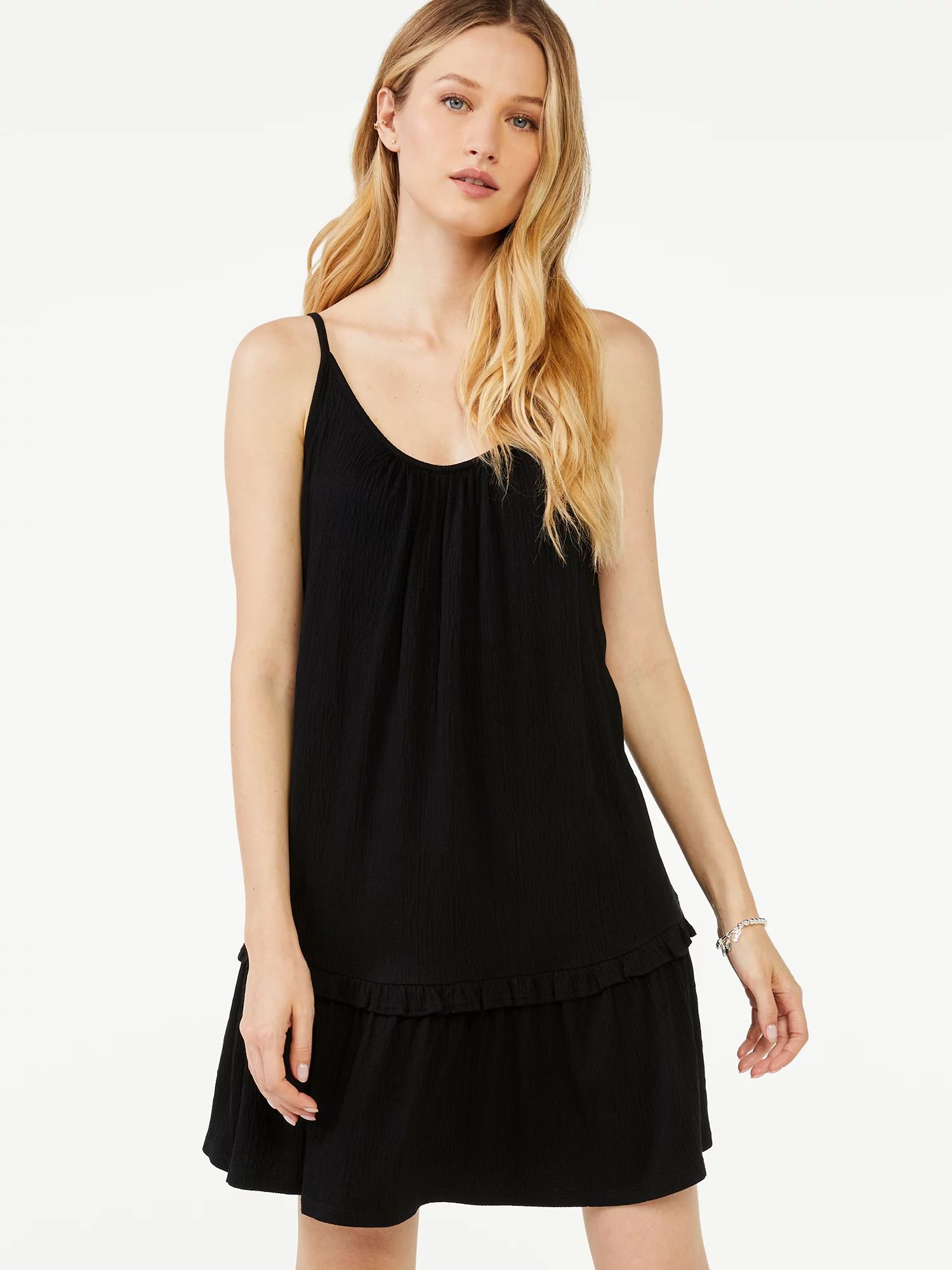 Scoop Women's Sleeveless Cami Ruffle Mini Sundress | Walmart (US)