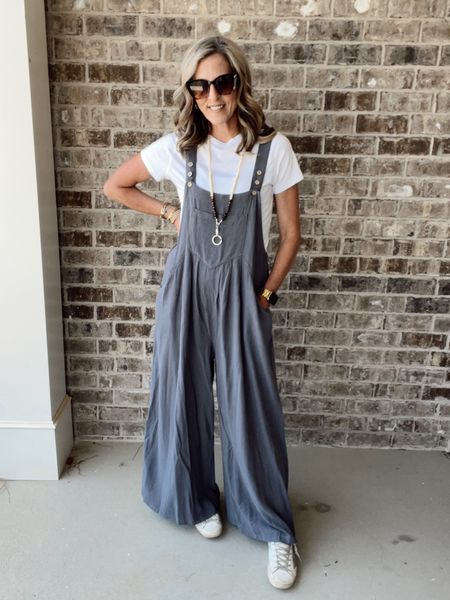 Women’s jumpsuit overall wide leg, casual linen romper - comes in multiple colors wearing a size small 

#LTKfindsunder100 #LTKstyletip #LTKworkwear