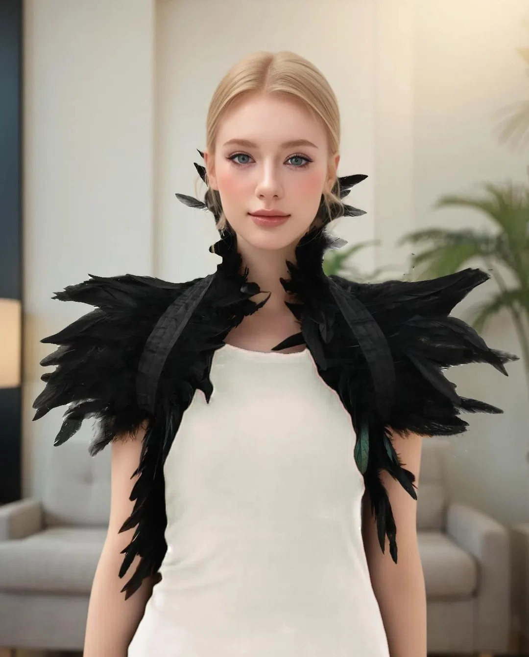 Natural Feather Cape Shawl, Halloween Costume Accessories, Prom Party Feather Collar, Feather Jac... | Etsy (US)