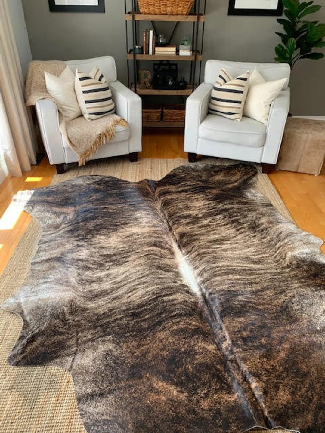 Brindle Cowhide Rug /brazilian Cowhide Rug XXL/ Exotic Brindle Brazilian Cow Skin Rug / Brindle C... | Etsy (US)