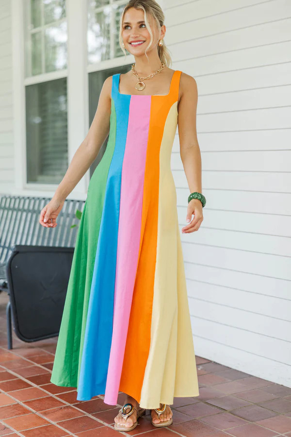 Those Were The Days Multicolor Striped Midi Dress | The Mint Julep Boutique
