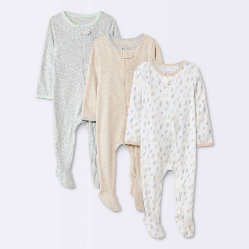 Baby 3pk Dashes Zip-Up Sleep N' Play - Cloud Island™ Beige | Target