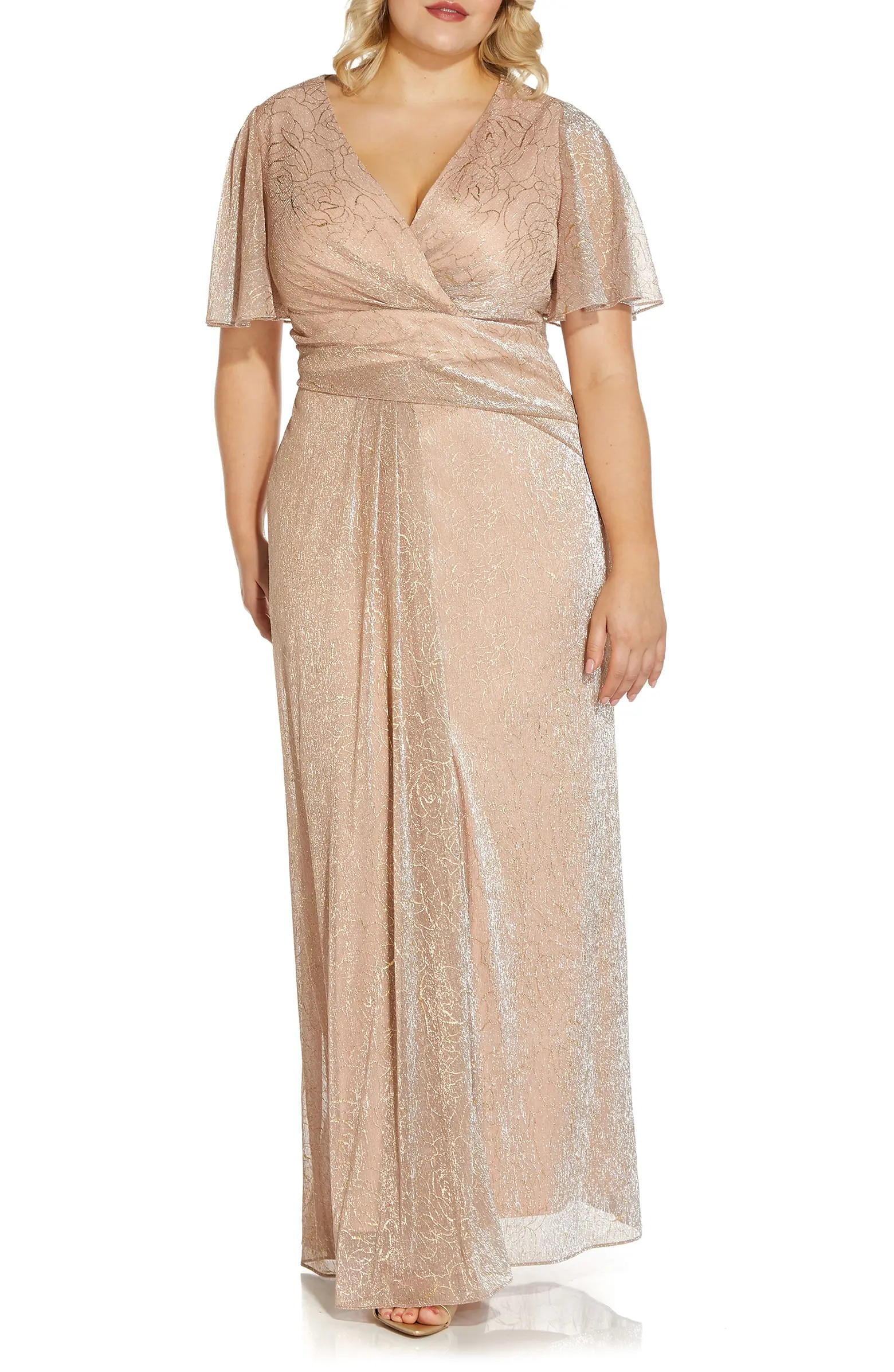 Metallic Mesh Drape Gown | Nordstrom