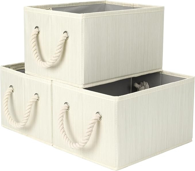 StorageWorks Storage Baskets for Organizing Shelves , Foldable Fabric Storage Bins with Handles, ... | Amazon (US)
