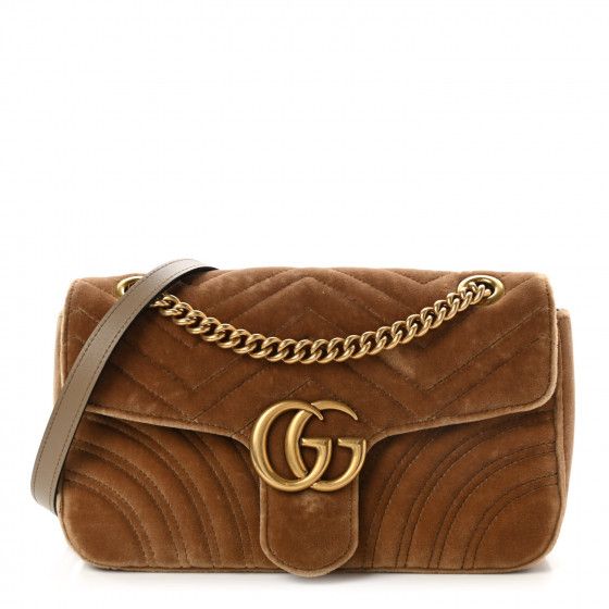 GUCCI Velvet Matelasse Mini GG Marmont Shoulder Bag Taupe | FASHIONPHILE | Fashionphile