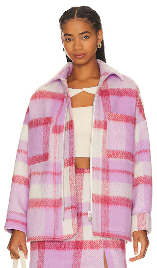 Ophelia Wool Shacket in Spiced Coral Check | Revolve Clothing (Global)