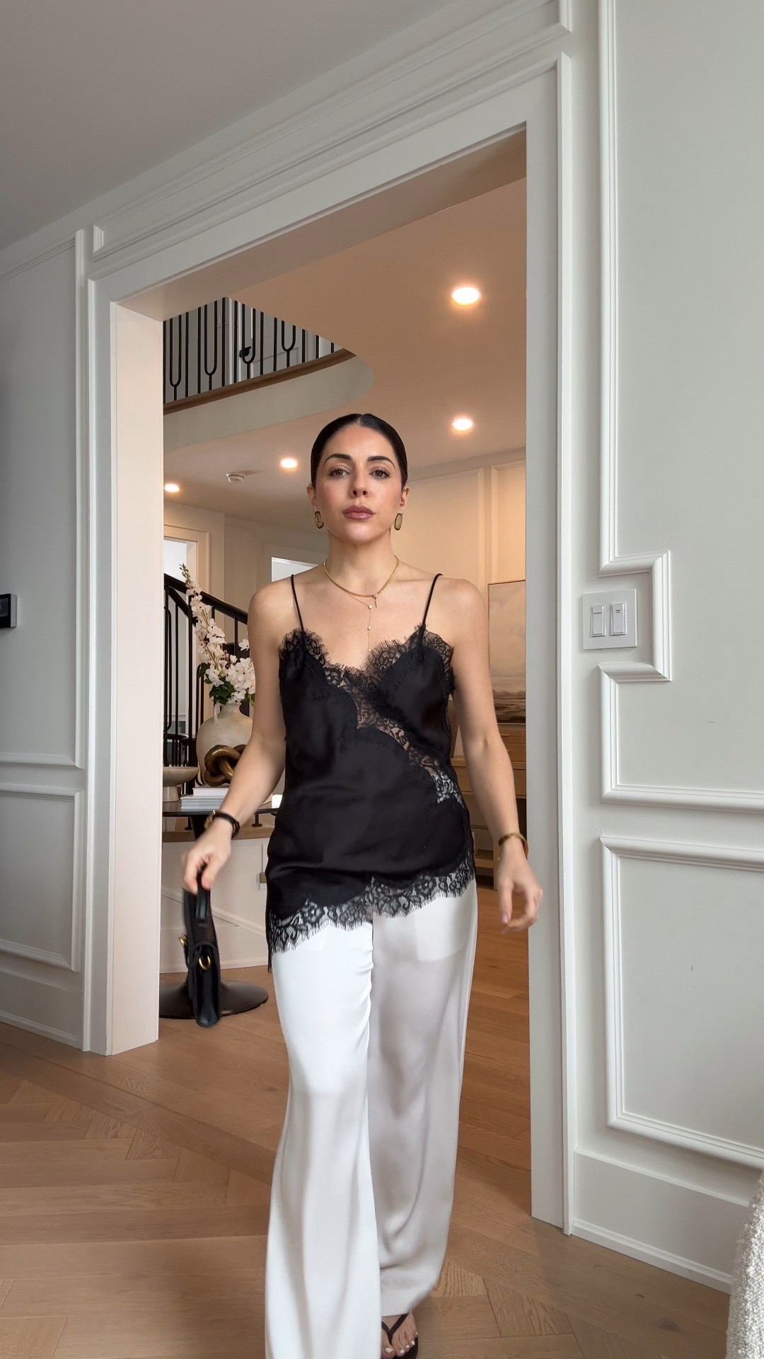 I’m obsessed with a satin wide leg specifically this one it’s super comfortable and has a drawstring waistband ￼
Size small in the pants 
Size Small tank 