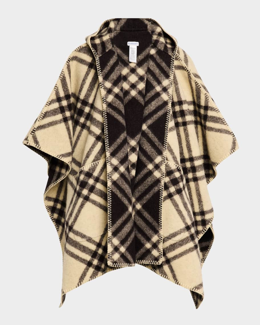 Burberry Catherine Reversible Check Hooded Cape | Neiman Marcus