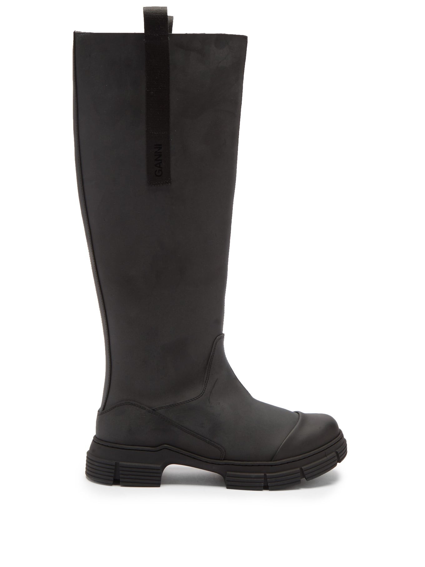 Chunky recycled-rubber knee-high boots | Ganni | Matches (UK)