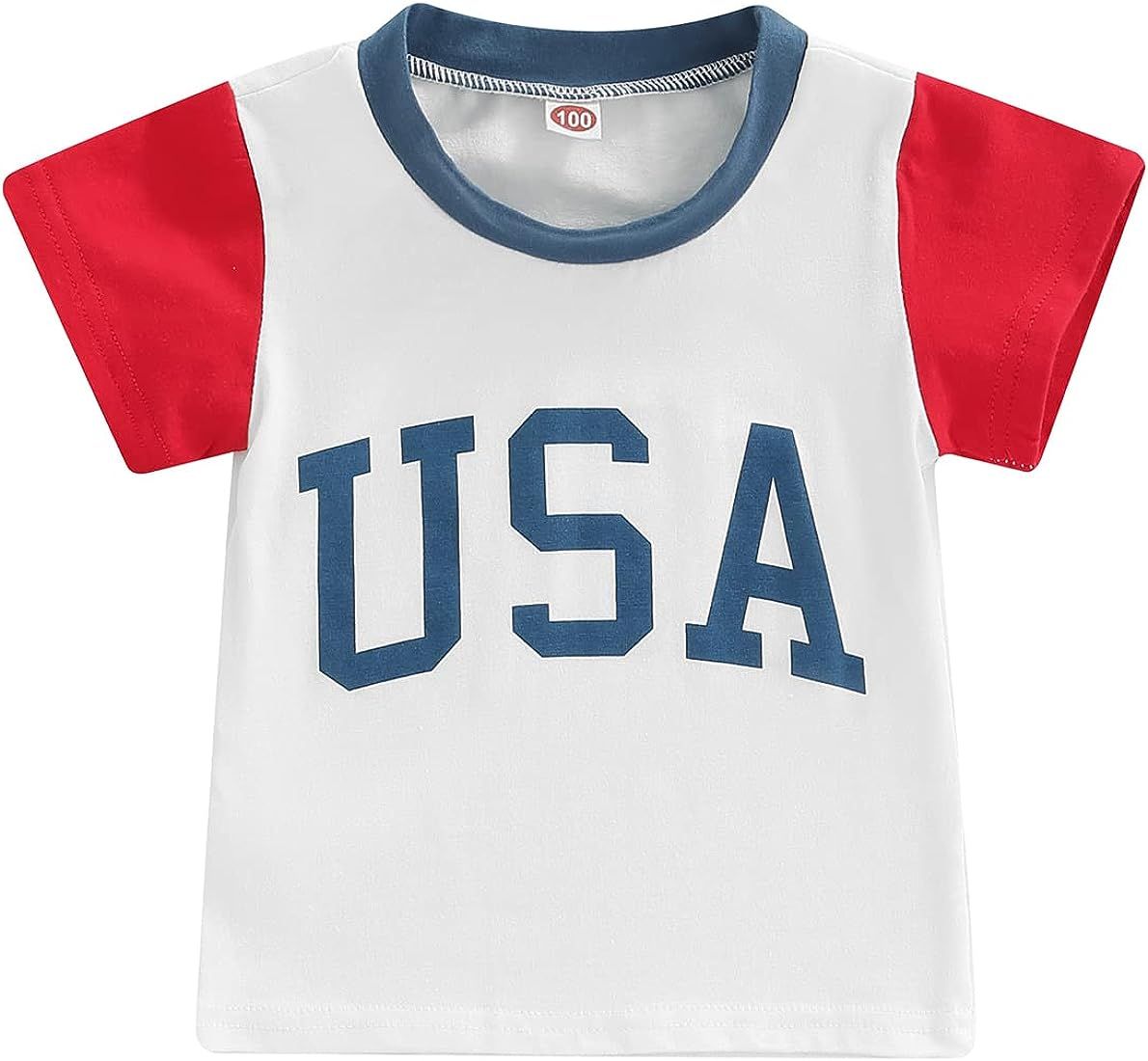 JLKGICF Newborn Baby Boys Girls Short Sleeve Oversized Romper Onesie Toddler USA T-Shi... | Amazon (US)