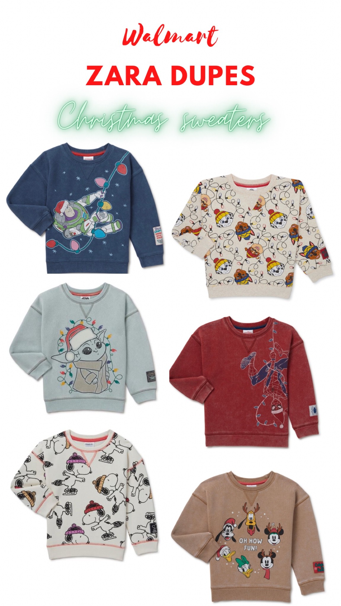 #baby #babyboy #zara #babyzara #disney #disneybaby #toystory #spiderman #babyclothes #toddlerclothes #toddler #walmart #snoopy #mickeymouse #yoda #pawpatrol #starwars #buzzlightyear #christmas #babychristmas #toddlerchristmas #walmartchristmas #zaradupe #christmassweater

Walmart Zara Christmas sweater dupes for under $15!

#LTKkids #LTKHoliday #LTKSeasonal
