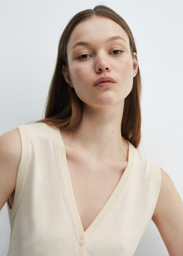 Knitted vest with buttons -  Women | Mango USA | MANGO (US)