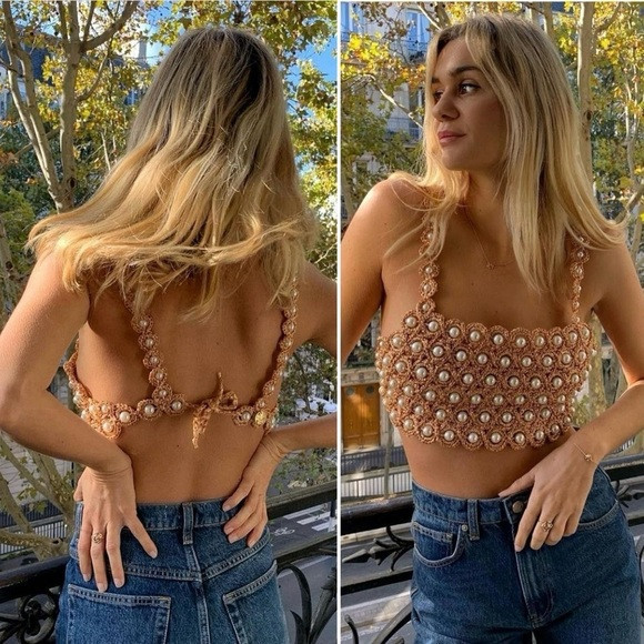 NWT Alameda Turquesa Hana Crop Top WHITE Pearl Crochet Bridal Limited Edition | Poshmark