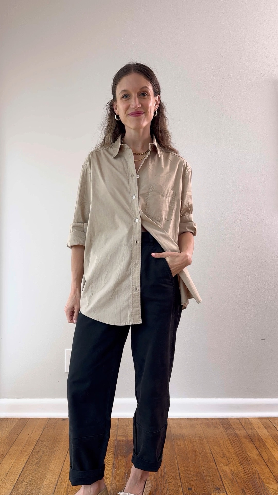 Fall Capsule: Day Ten 🍂

Gap shirt, XS, runs big but I got my true size. Everlane pants, 24, I took my smaller size and the shorter inseam. Frēda Salvador flats, code FALLFRIENDS for 20% off, after 9/30 use code STITCHANDSALT15 for 15% off your first purchase. Madewell trench, currently 25% off. Sèzane bag. Quince sunglasses. Parker Necklace, Kate Necklace, and Chunky Silver Hoops from Sela Designs, ASHLEYROHR10 for 10% off  

#LTKOver40 #LTKStyleTip #LTKSaleAlert