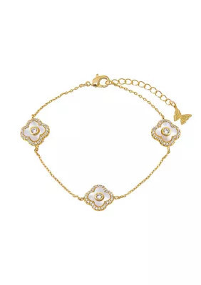 By Adina Eden Multi PavÃ© Outlined Stone Clover Bracelet, 6.5 in | Belk