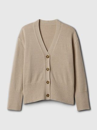 24/7 Split-Hem Linen-Blend Oversized Cardigan | Gap (US)