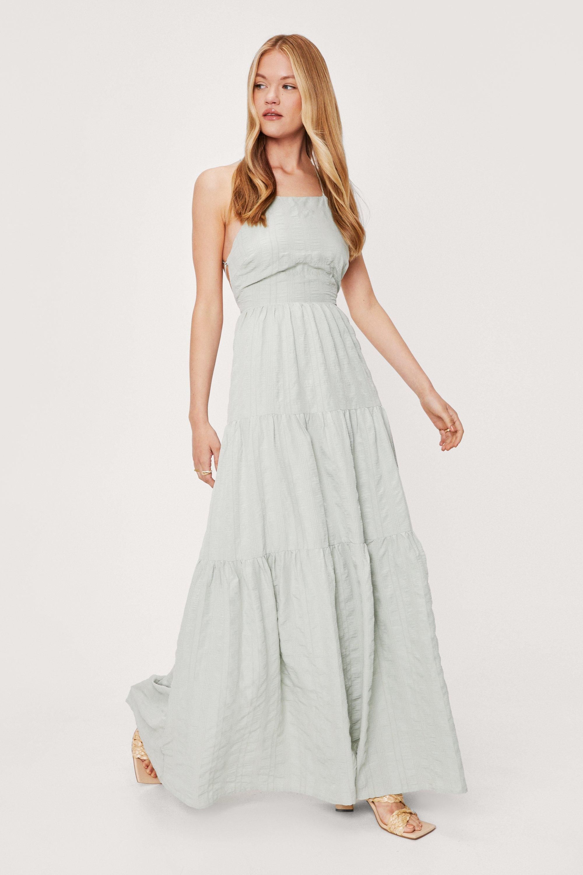 Textured Strappy Back Tiered Maxi Dress | Nasty Gal (US)