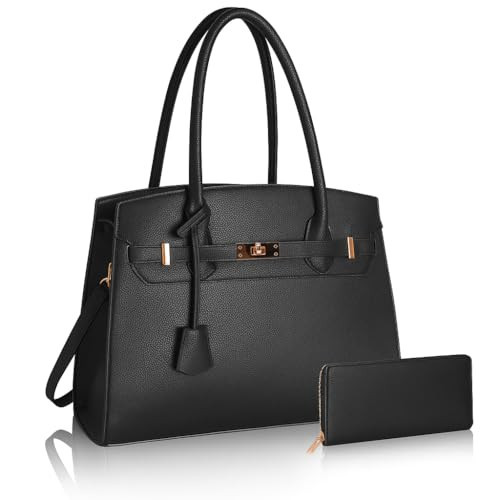 Designer Classic Top Handbags For women, Shoulder Purses For Ladies, Adjustable Strap Work Satchel with Wallet, BLACK | Amazon (US)