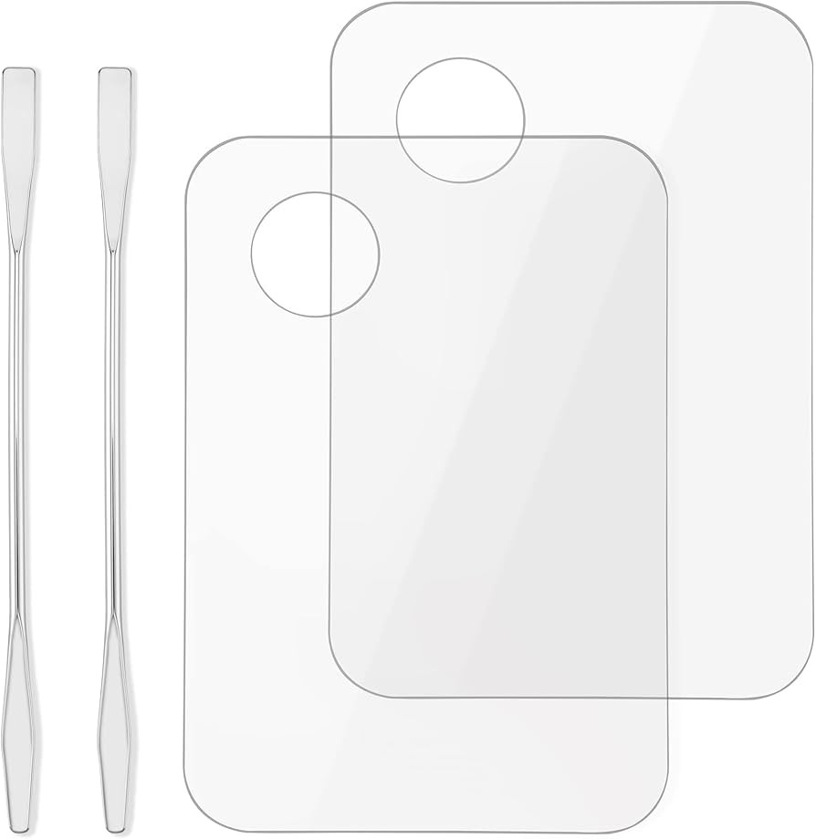 Acrylic Cosmetic Makeup Palette, 2 Pack Makeup Mixing Tray with Makeup Spatula Metal Mirror for B... | Amazon (US)