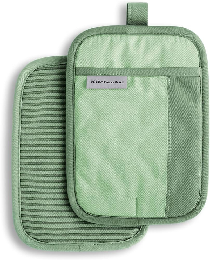 KitchenAid Beacon Two-Tone Non-Slip Pot Holder Set, Pistachio/Graphite Green, 7"x10", 2 Piece | Amazon (US)
