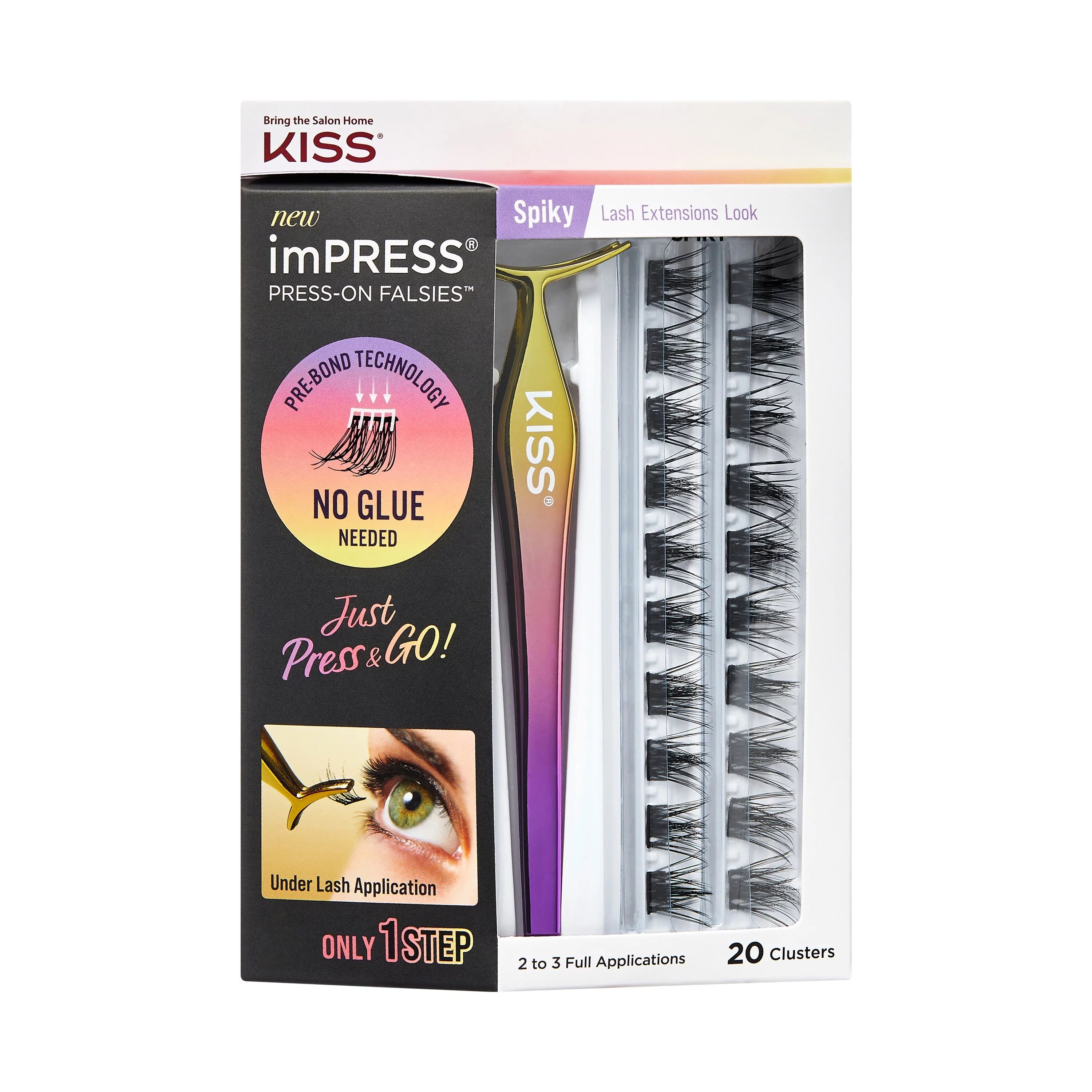 KISS imPRESS Press-On Falsies Eyelash Clusters Kit, Spiky, Black, 20 Clusters | Walmart (US)