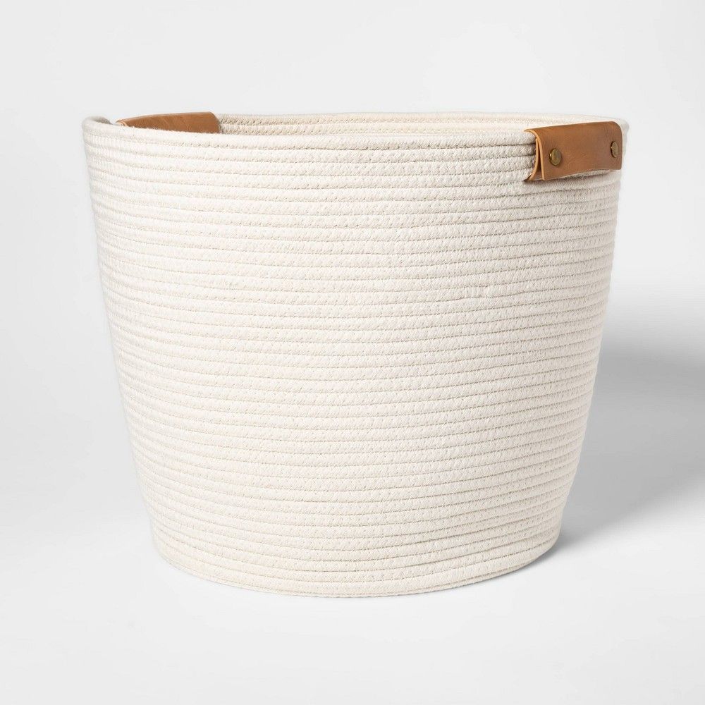 Decorative Coiled Rope Floor Basket White - Threshold , Beige | Target