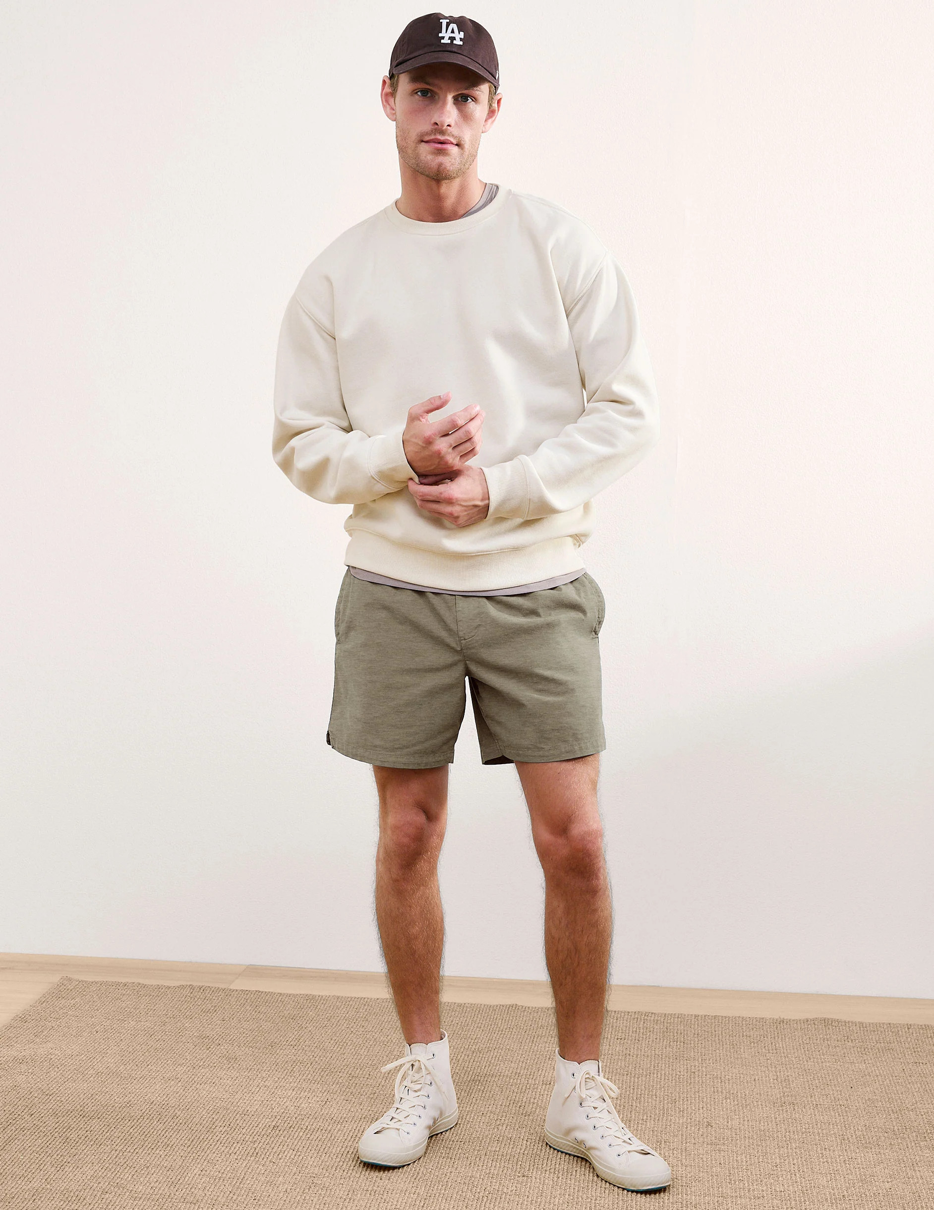 Men's Casual Elastic Waist Saturday Shorts - Grey Sage | Beyond Yoga | Beyond Yoga
