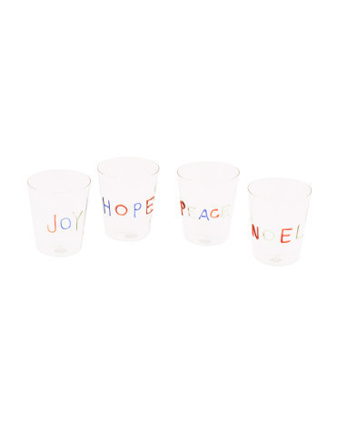 4pc Christmas Words Double Old Fashioned Glasses | Marshalls