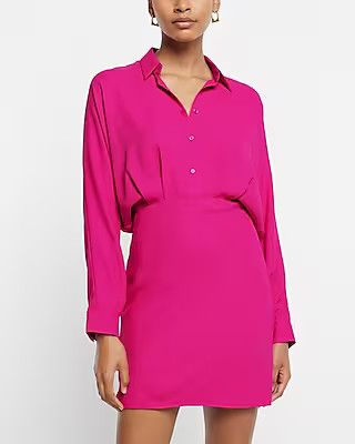 Collared Half Button Front Mini Portofino Shirt Dress | Express