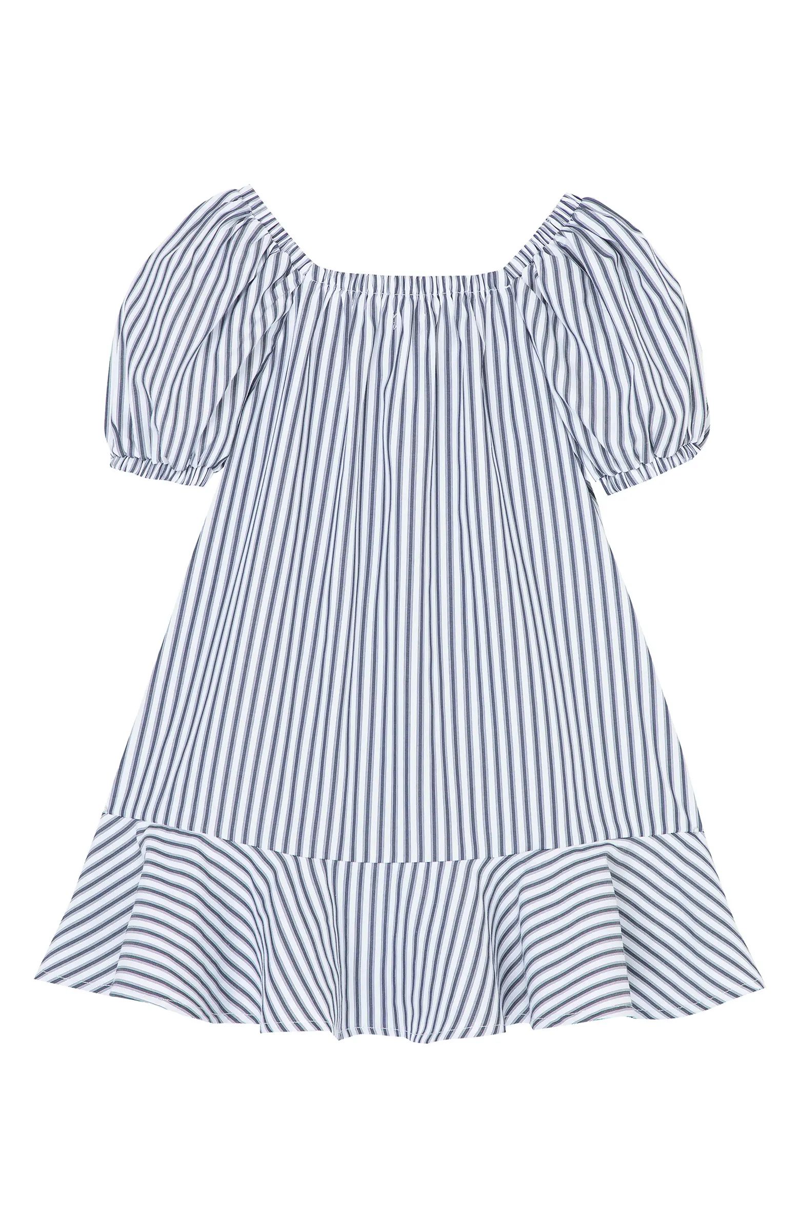 Kids' Stripe Puff Sleeve Dress | Nordstrom