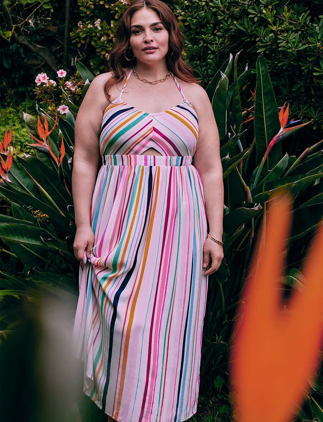 ELOQUII Elements Tie Neck Dress With Smocked Back | Eloquii