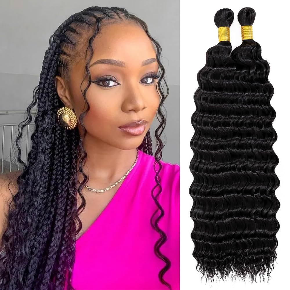 Eerya Long Curly Braiding Hair 18 Inch 2 Packs Ocean Wave Crochet Hair for Black Women Deep Wave ... | Amazon (US)