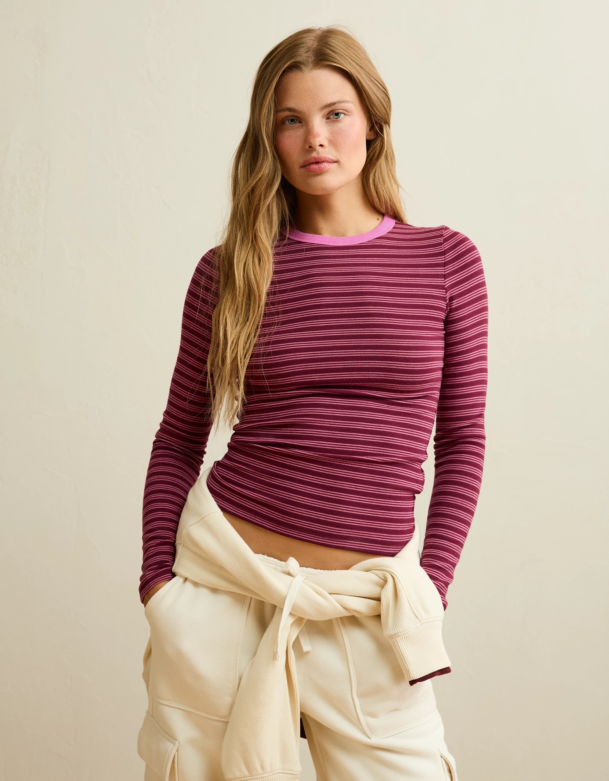 AE Cozy Crew Neck Long Sleeve T-Shirt | American Eagle Outfitters (US & CA)