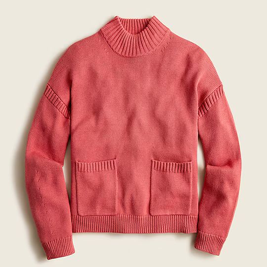 Cotton-cashmere patch-pocket mockneck sweater | J.Crew US