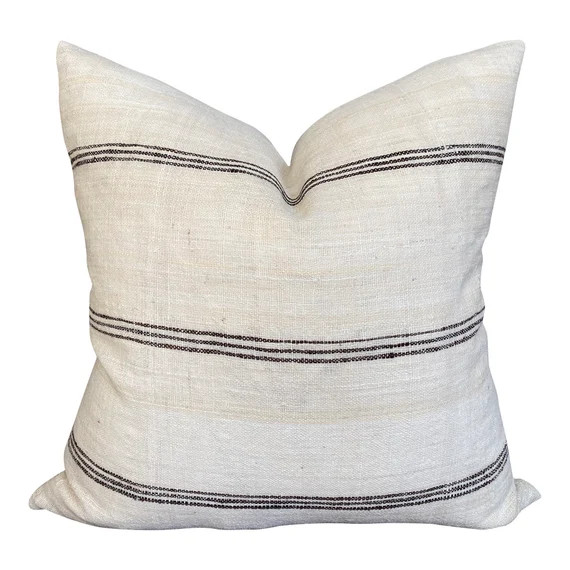Read the full title
    22x22" Vintage Striped Indian Wool Pillow Cover in Cream // Modern Farmho... | Etsy (US)