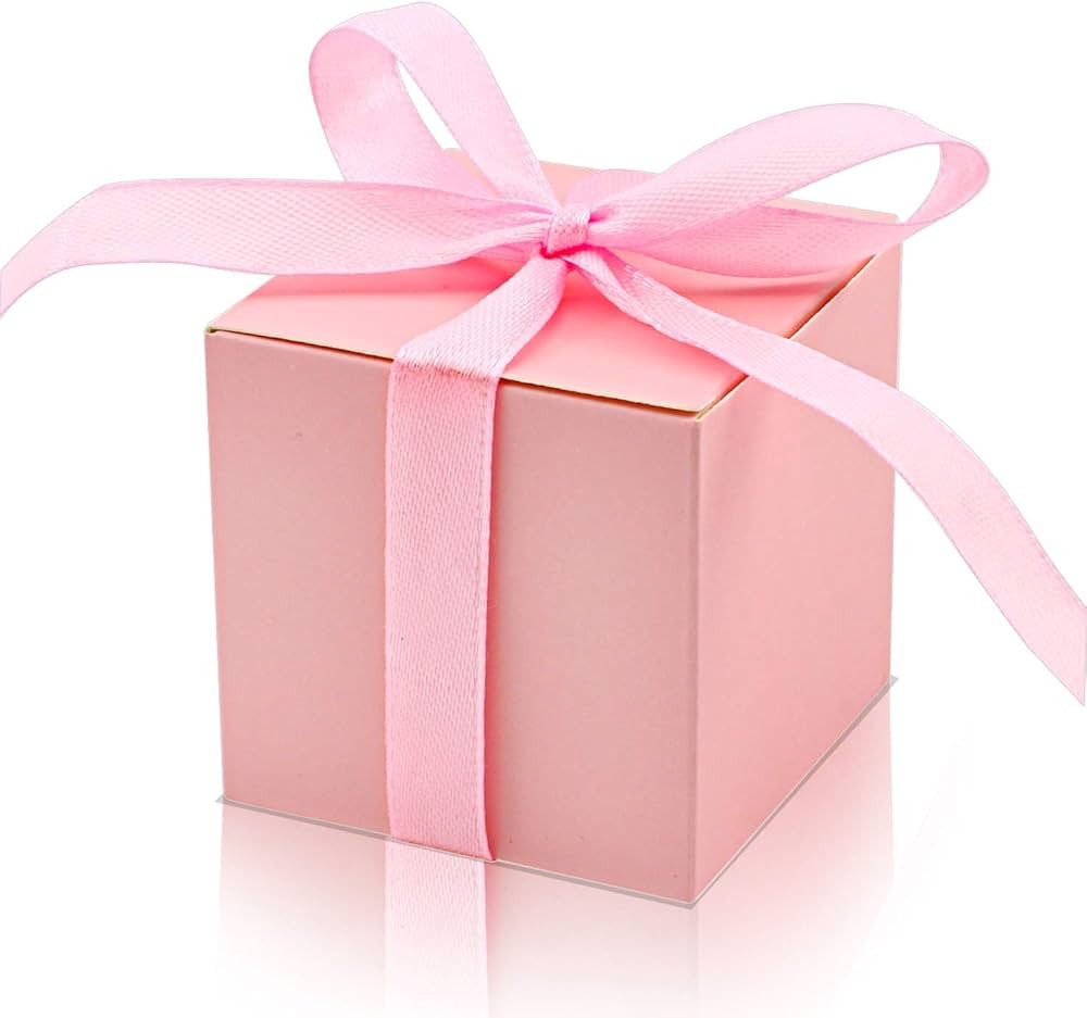 KPOSIYA 70 Pack Favor Boxes 2x2x2 inch Candy Boxes Pink Gift Boxes with Ribbons for Wedding Baby ... | Amazon (US)