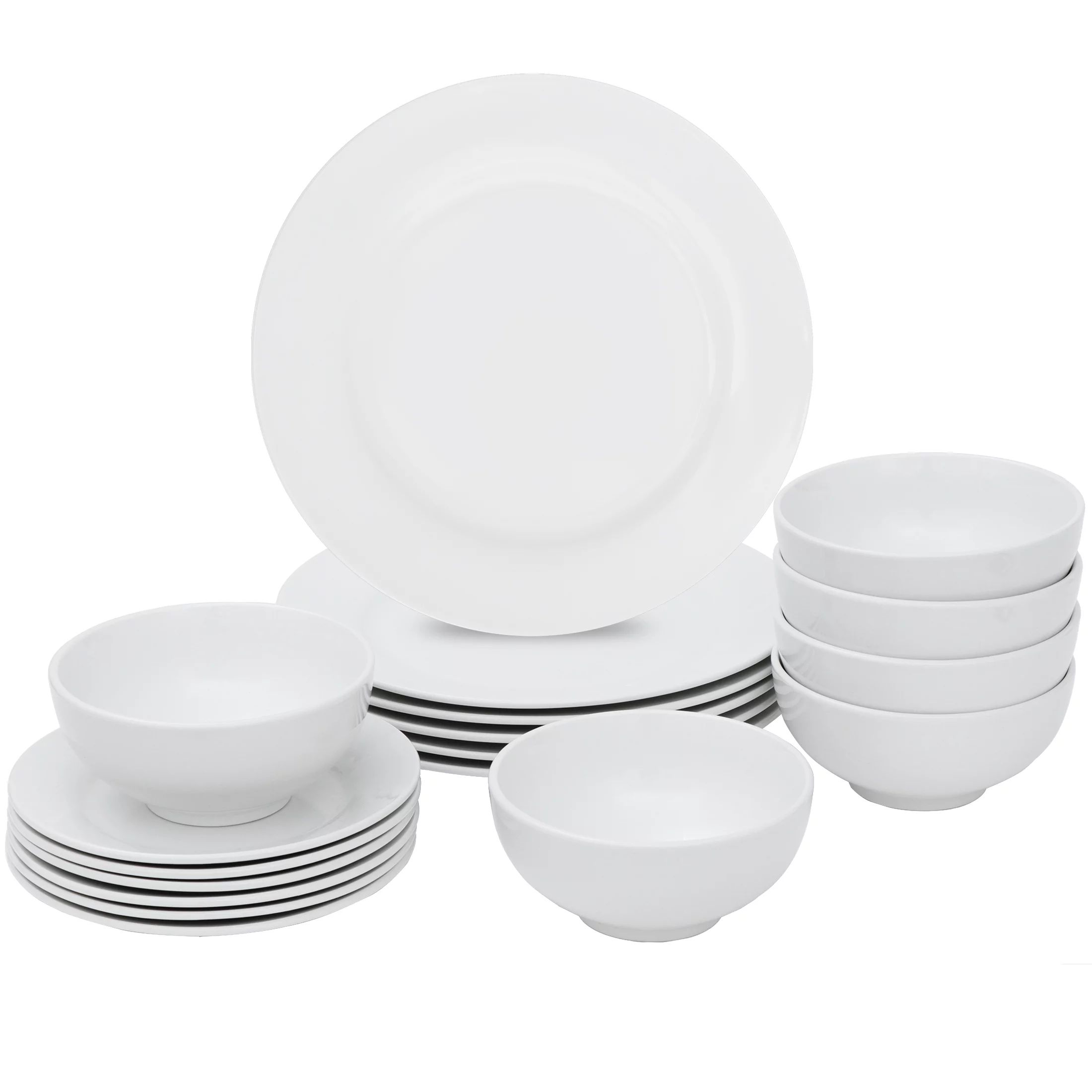 18 Pieces Dinner Plates & Bowls Set Home Kitchen Dinnerware Service for 6 Person - White | Walmart (US)
