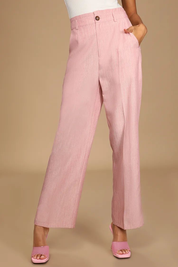 Taking Charge Pink Wide-Leg Trouser Pants | Lulus (US)