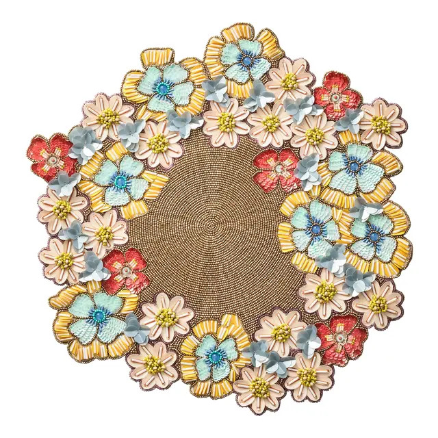 Kim Seybert Bouquet Placemat in Gold - a Pair | Chairish