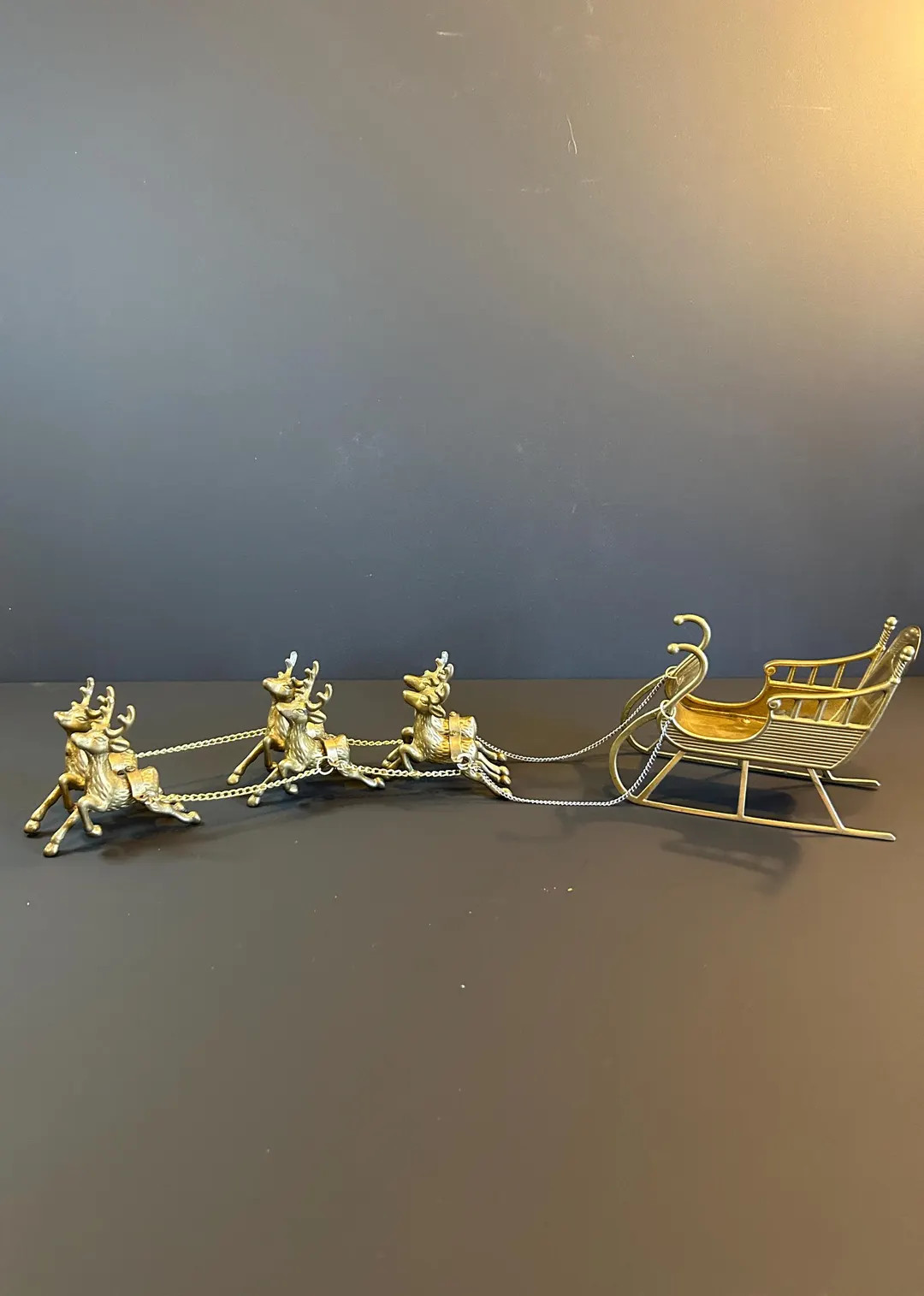 Vintage Brass Sleigh With Six Reindeer 24 Long X 4 Wide Chained Together Substantial and Well Mad... | Etsy (US)