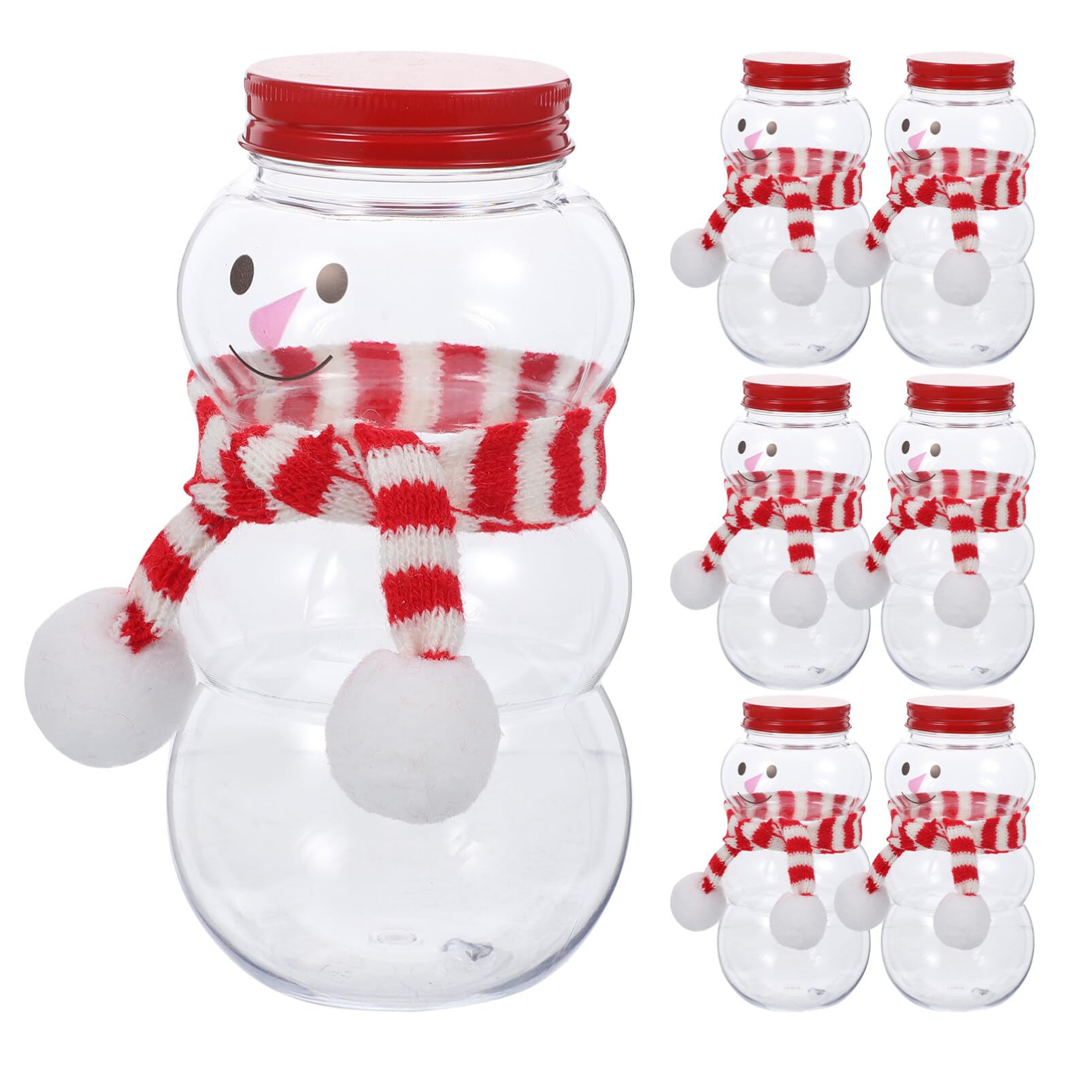 Baluue 10 Sets Snowman Plastic Juice Bottles with Lid 500ml Clear Christmas Candy Jar with Scarve... | Amazon (US)