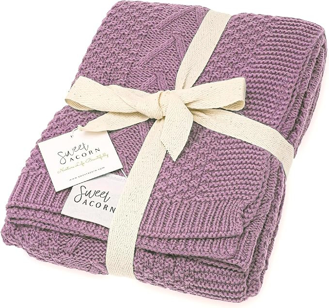 Knit Baby Blanket in Cable Pattern, Organic Cotton Blankets for Crib or Stroller, Receiving Blank... | Amazon (US)