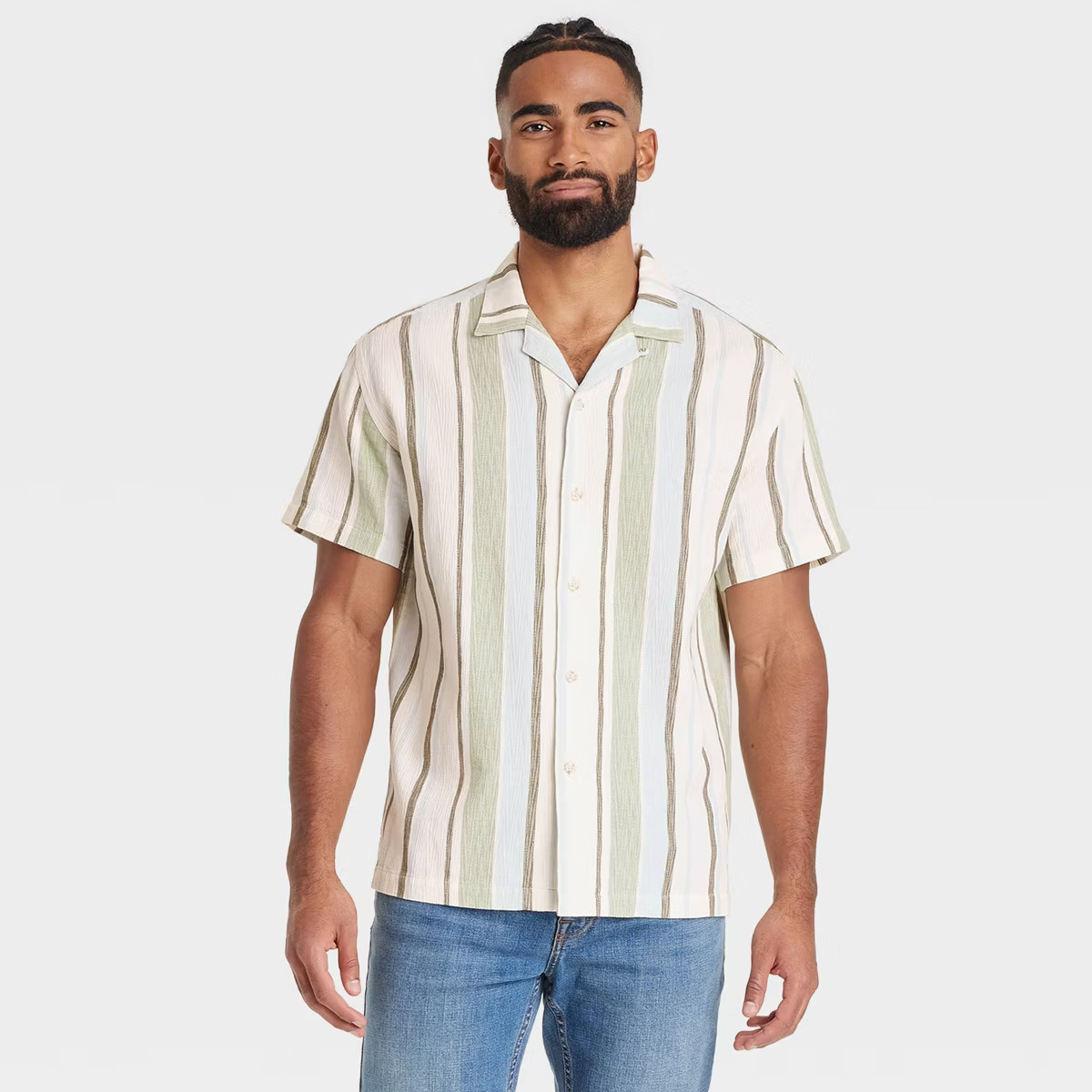 Men's Short Sleeve Slub Camp Button-Down Shirt - Goodfellow & Co™ | Target