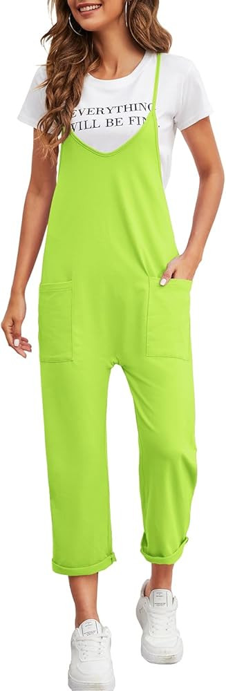 Nirovien Womens Oversized Sleeveless Jumpsuits Loose Spaghetti Strap Baggy Overalls with Pockets ... | Amazon (US)