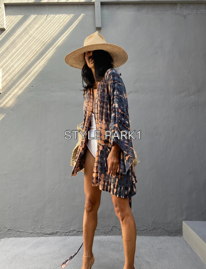 LKP09/Short Kimono, Robe, Summer,Unisex Kimono,Beach cover up | Etsy (US)